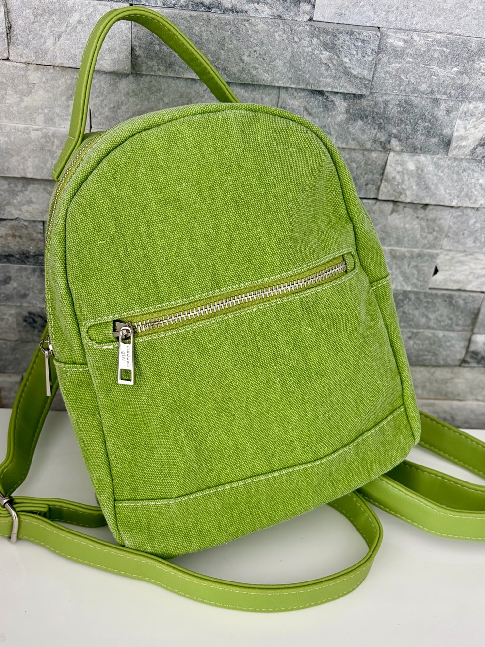 NEW Lime Green Denim Mini Backpack